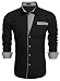 Coofandy Men's Fashion Print Dress Shirt Casual Cotton Button Down Shirts (S, Black1)