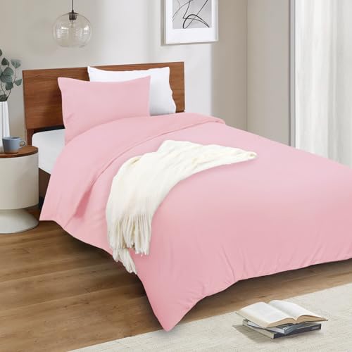 Image of Mejoroom Blush Pink Twin Duvet Cover - Soft and Breathable Twin Bedding Sets with Zipper Closure, 2Pieces, 1 Duvet Cover (68x90) and 1 Pillow case(20x26)