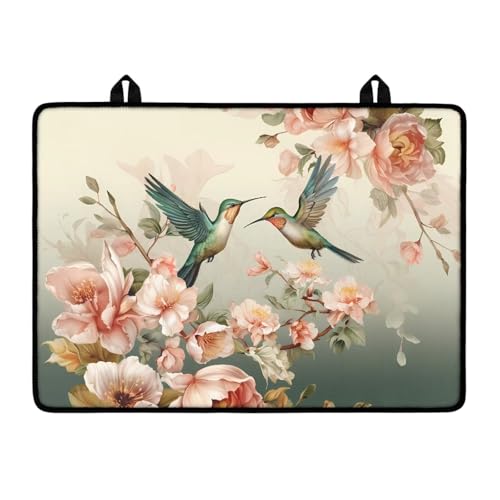 Image of Poceacles Ceramic Glass Stove Top Cover Stove Mat Stove Burner Cover Multipurpose Rubber Desk Saver Pad Washer Dryer Top Cover Range Cover for Counter Top, Hummingbird Flower