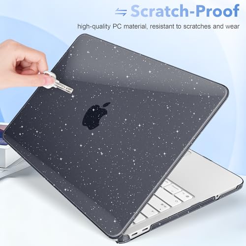 Image of May Chen Compatible with MacBook Neo 13 inch Model A3404 2026 Release, Slim & Lightweigh Frosted Finish Protective Case with Keyboard Cover&Screen Protector, Glitter Black