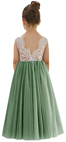 Image of 2Bunnies Girl Peony Lace Back A-Line Straight Tutu Tulle Party Flower Girl Dress