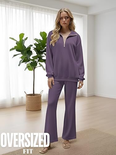 Image of GRECIILOOKS Co-ord Set for Women Stylish | Warm Zip Up T-Shirt & Pant Set | Oversized Loose Fit Summer Cord Set for Women | Summer Casual Travel & Loungewear Outfit