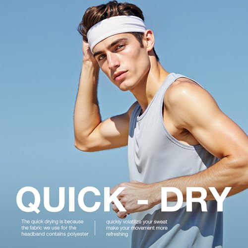 Image of Braylin Men's Headband, 3-Pack Men's Sweatband, Sports Headband for Running, Cycling, Basketball, Fitness Workout, Unisex Headbands