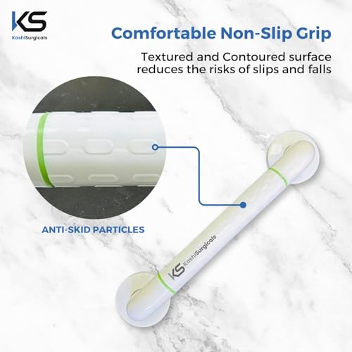 Image of KS Heavy Duty High Grade ABS Grab Bar Safety Rail Handle for Senior Citizen Wall Mounted Grab Bar for Toilet Bathroom Bathtub (White, 24 inches)