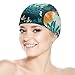 Cute Cats Flowers Cute Swim Cap for Men Women Comfy Swimming Hat Fit Long and Short Hair High Elasticity