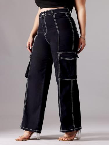 Image of Miss Chase A+ Women's High Rise Regular-Length Stretchable Denim Wide-Leg Shaping Jeans