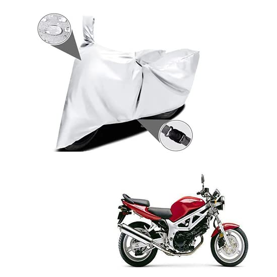 HEDWING:- Present Bike Cover Comfortable for Suzuki SV 650 Water Resistant Dustproof/ UV-Ray/ Indoor/Outdoor and Parking with All Varients Full Body Protection(Silver)