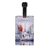 Paris City Tree Eiffelturm Kunstdruck Gepäckanhänger für Koffer, PVC, Reisegepäck, Tasche, Etikett, Namenskennzeichnung, Etiketten für Damen und Herren