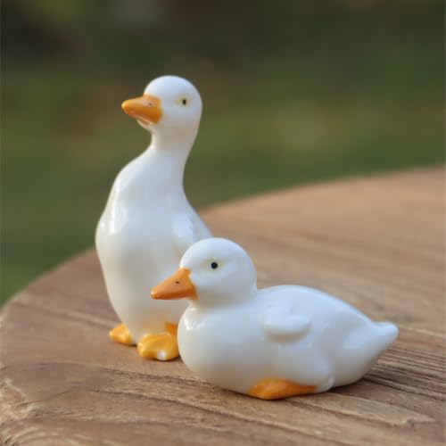 Estatuilla decorativa de cerámica en forma de pato, set de 2 miniatura 7