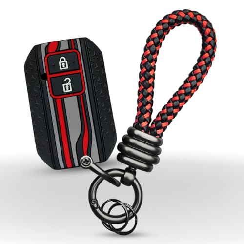 Image of KEYCEPT Tristar Silicone Keycover for Suzuki Swift, Dzire, Ertiga, Brezza, Fronx, Jimny, Ignis, Rumion, Hyryder, E-Vitara, Victoris 2 Button Smart Key with Keychain (Tristar K3).