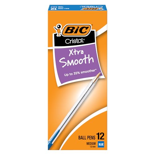 Image of BIC Cristal Stic Ball Pen - Blue Body, Blue Ink, Pack of 12