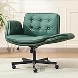 amseatec Criss Cross Chair with Armrests & Wheels, Adjustable Swivel Comfortable Lounge Vanity Chairs, Home Office Desk Chair, Medieval Style, (Christmas Green)