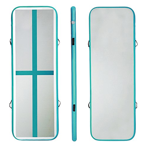 86 York 10ft Inflatable Gymnastics Air Track Tumbling Mat with Electric Pump for Home Use/Training/Cheer Leading/Beach/Park Water/Parkour Light Green - Thumbnail 5