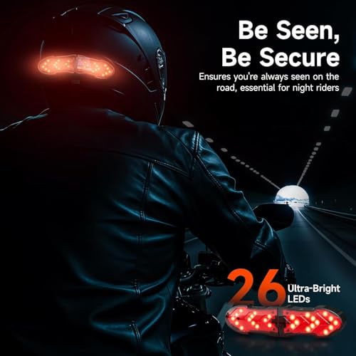 Moman Motorradhelm Rücklicht, LED Radfahren Helm Signalleuchte für Nachtfahrten Beleuchtung Motorrad Sicherheitswarnleuchte Fahrrad Helmlicht mit Abbiegesignale IPX4 Wasserdicht Ladekabel