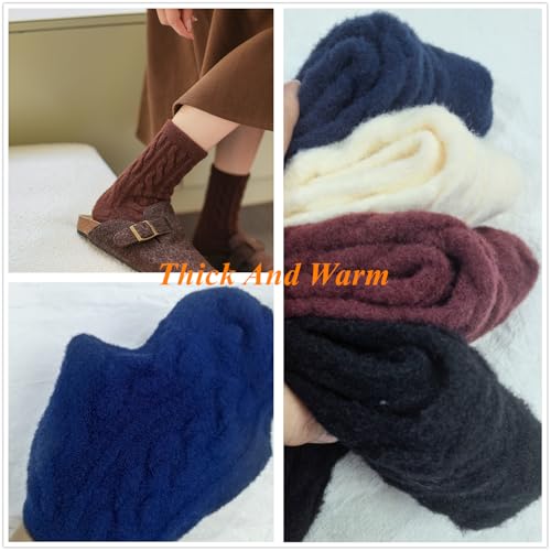 Womens Fuzzy Soft Cozy Comfort Crew Socks Warm Thick Slipper Sock for Winter Home Work Boot4