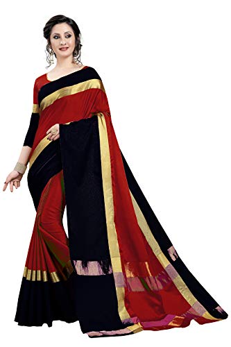 Image of PerfectBlue Women's with Blouse Piece Saree (VisvaVariation Lightgreenbrown Free Size)