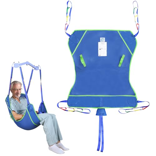 Ehucon Universal Full Body Patient Lift Sling,Thickened Medical Sling for Transfer,Bed Positioning and Lifting,Transfer Sling for Elderly,Disabled,Bedridden-500LBS (Blue, Large)