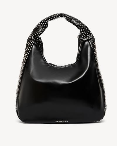 Image of NEWBELLA Women's Rhinestone Shoulder Bag - Sparkly Studded PU Leather Hobo Purse, Shiny Underarm Tote Handbag for Evening, Party, or Everyday Wear