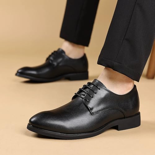 Mens High Soft Sole Lace-Up Versatile Leather Business Dress Shoes British Style Casual All Season Footwear2