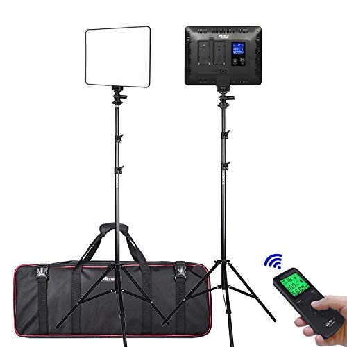 (2 Packs) VILTROX VL-200T Dimmable LED Video Studio Kit d'éclairage Comprend: 3300K-5600K 30W Bi-Couleur LED Light Panel avec Hot Shoe Adaptateur/Support de lumière/télécommande et Adaptateur Secteur