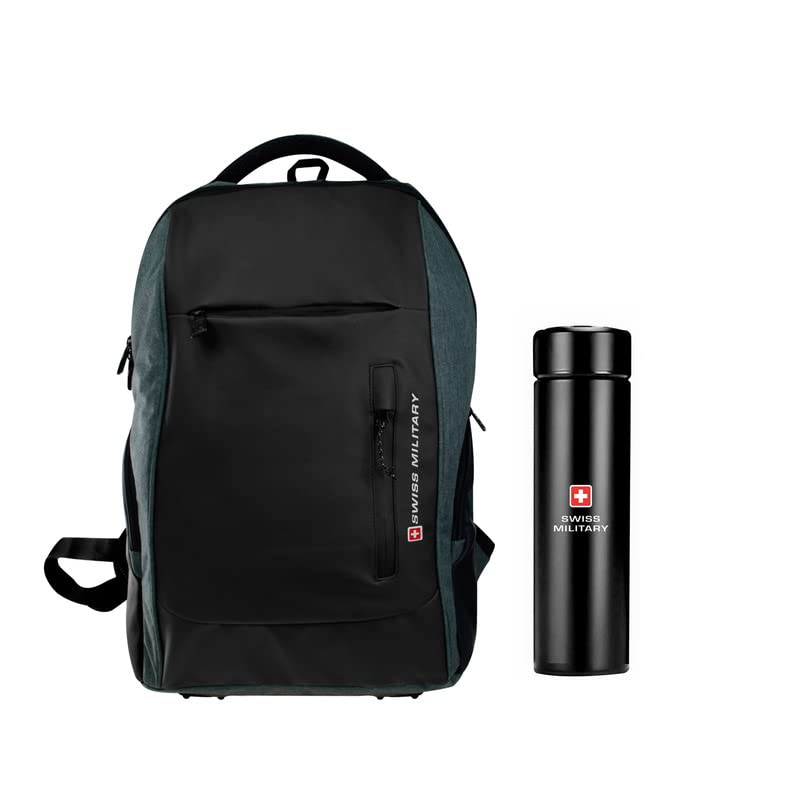 Swiss Military Combo of Laptop Backpack, Travel Backpack for Men, Women, Kids|Bagpacker Bag for Men, Black & Grey, 29L, 1& Stainless Steel Water Bottle, Double Wall Insulation, LED touch lid, Black,1 (B09T9JQQCB) Amazon Price History, Amazon Price Tracker