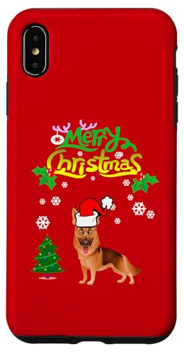 Carcasa para iPhone XS Max German Shepherd Dog Santa Hat Christmas Xmas Funny Dogs Love