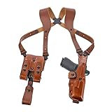 Galco Holsters VHS4-226R VHS 4.0 Leather Vertical Shoulder System Compatible with Glock 19 with/Without Red Dot, Ambidextrous, Tan Finish