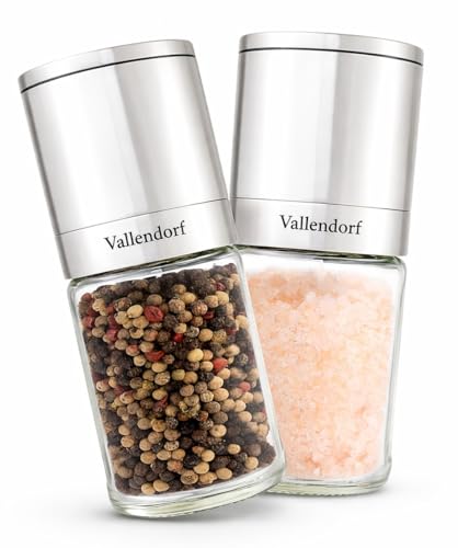 Vallendorf Premium Gewürzmühlen-Set mit Keramikmahlwerk, Pfeffermühle & Salzmühle, hochwertiges Edelstahl-Set (ohne Inhalt)