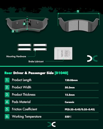 Image of SCITOO D931 D1040 Front Semi-Metal Rear Ceramic Disc Brake Pad Set 8PCS | Fit For Ford For Crown Victoria 2003-2011,For Lincoln For Town Car,For Mercury For Grand Marquis,For Marauder; w /Hardware