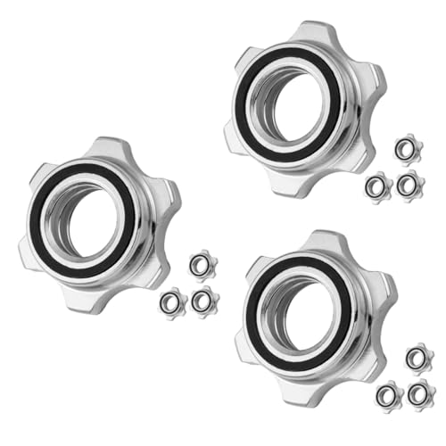 ibasenice 3sets Barbell Nuts Enhanced Workout Routine Dumbbell Converter Barbell Lock Collar Clips 4pcs*3
