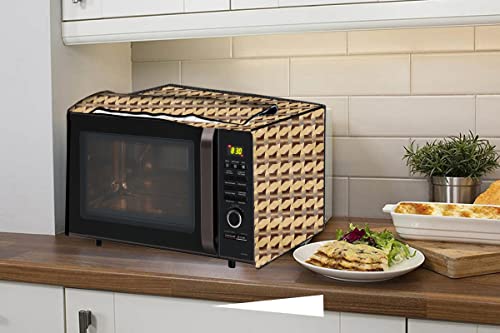 Image of Stylista PVC Microwave Oven Cover for Panasonic 20 L Solo NN-ST266BFDG, Symmetric Pattern Beige