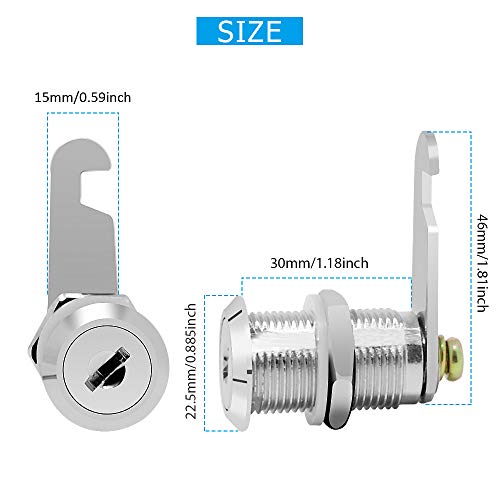 【Upgrade】Cabinet Cam Lock Set, 2 Pack Keyed Alike 30Mm Cam Locks Secure Your File Cabinet And Drawer, Rv Door, Mailbox,Tool Box, Drawer And More-【Finish Zinc Alloy】 (2) #TOP3