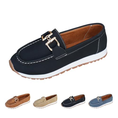Zapatos cómodos sin cordones y mocasines casuales para mujer con plantilla ortopédica