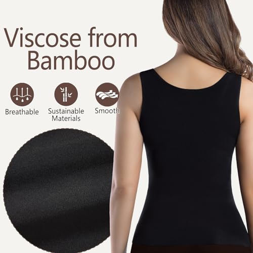 Image of +MD Women's Seamless Short Sleeve Undershirt, Light Compression Scoop Neck Tank Top, Tummy Control Basic Tee Camisole