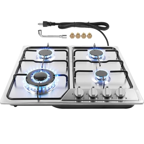 Graceall 24in Gas Stove Cooktop, Drop-in 24inch Gas Stove Top 4 Burners, NG/LPG Convertible Neutral Gas Propane Cooktop Gas Hob with Thermocouple Protection