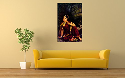 Image of Tallenge Radha Waiting For Krishna In Kunjavan - by Raja Ravi Varma - Medium Gallery Wrap - Framed (15 x 24 inches)