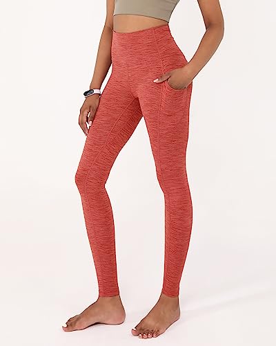 Ododos High Waist Yoga Pants For Women With Pockets, Tummy Control Running Sports Workout Yoga Leggings-25 Inseam, Spacedye Hot Coral, Xx-Large #TOP1