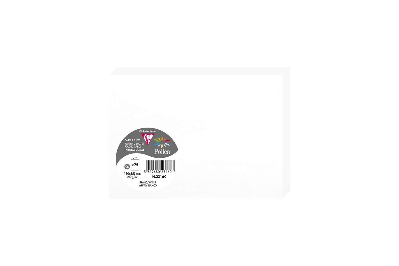 Clairefontaine 2316C Pollen Range White Double Invitation Cards C6 11x15.5cm 210gsm Smooth Pack of 25