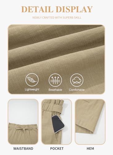 Eytino Plus Size Paperbag Shorts for Women High Waisted Wide Leg Lounge Bottoms with Deep Pockets,2X Apricot