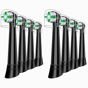 iO Brush Heads Compatible with Oral B iO Toothbrush Head, for Oral B iO 2 3 4 5 6 7 8 9 10 Series Electric Toothbrushes, Deeper Plaque Removal, Black, 8 Pack