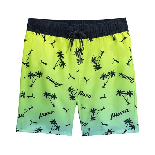 PUMA Boys' Fashion Swim Trunks, Water Repellant, Elastic Waistband with Drawcord, Club Navy Gradient