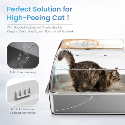Image of SuzziPaws Stainless Steel Litter Box Dog-Proof Leak-Proof for Multi-Cats