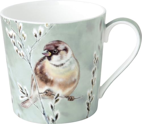 IHR - BOJ 1085545 - Kaffee Becher, Vogel, Winter Melody, Porzellan, Bone China, 9cm x 9cm, spülmaschinen- und mikrowellengeeignet, 350ml