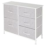 ML Design Kommode aus Stoff mit 5 Schubladen, 80x30x70 cm Weiß, Metall-Regal/MDF-Platte, Schubladenschrank Schrank Kleideraufbewahrung Sideboards Schubladenbox für Wohnzimmer, Schlafzimmer und Flur