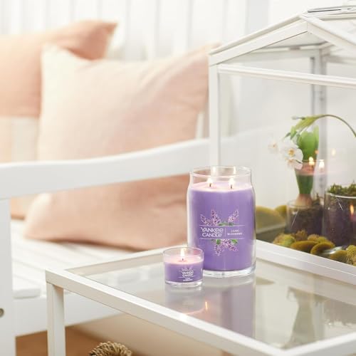 Image of Yankee Candle Lilac Blossoms Scented Mini Jar Candles, 1.3 oz Small Glass Jar Candles, 10-Hour Burn Time, Purple Floral Home Fragrance, for Gifts and Decor (Pack of 12)