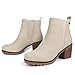 JABASIC Women Casual Suede Ankle Booties Block Heel Slip On Chelsea Boots (8,Sand)