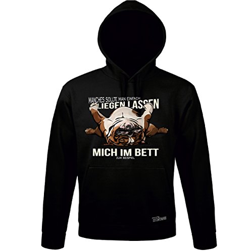siviwonder Unisex Hoodie Hunderassen Motiv Kapuzen Sweatshirt Englische Bulldogge liegen Wilsigns schwarz XL