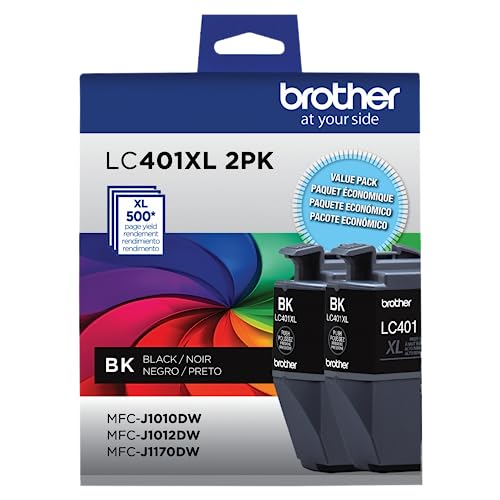 Image of Brother Genuine LC401XL 2PK High Yield 2-Pack Black Ink Cartridges