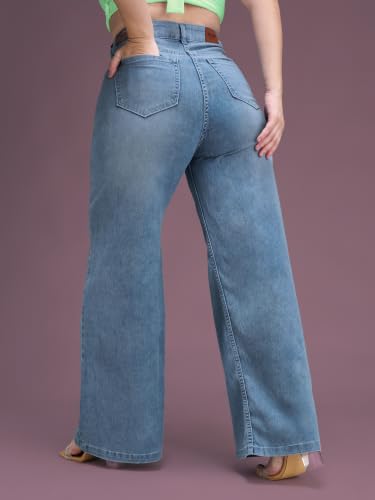 Image of Miss Chase A+ Women's Wide-Leg High Rise Regular Length Stretchable Denim Jeans