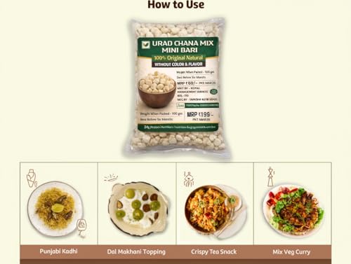 Image of Chana Tuwar Dal Bori 100g, Chana Arhar Dal Badi, Mixed Lentil Badi India, Handmade Dal Bori.